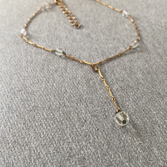 SOLD Gold and Crystal Teardrop Layering Necklace - Picture 7 of 7